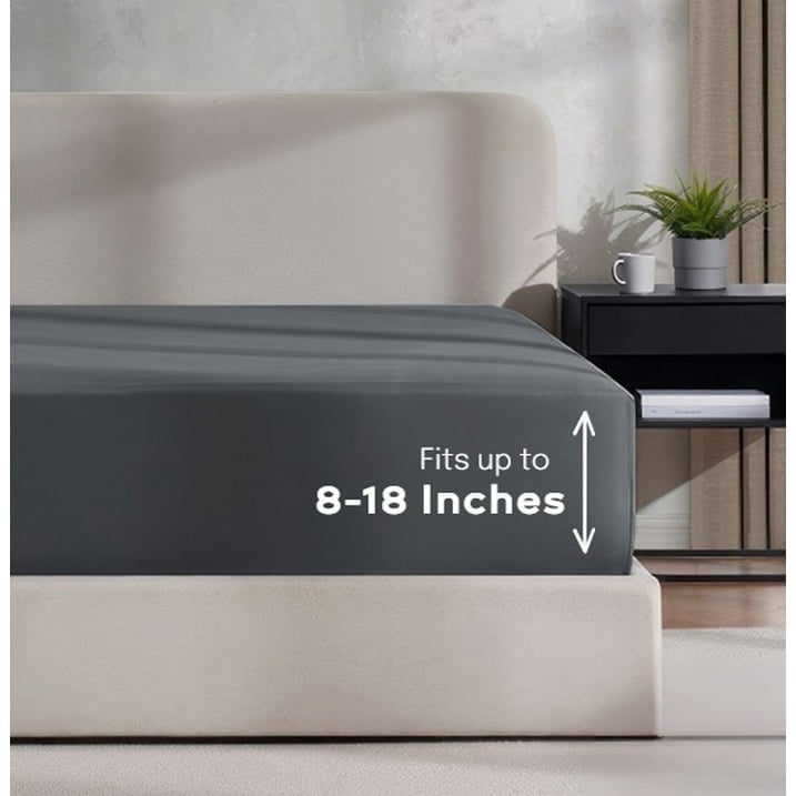 Sheets Set, 1800 Series 4 Piece Deep Pocket Sheets, 100% Soft Microfiber Bed Sheets Set, Gray - Image 5