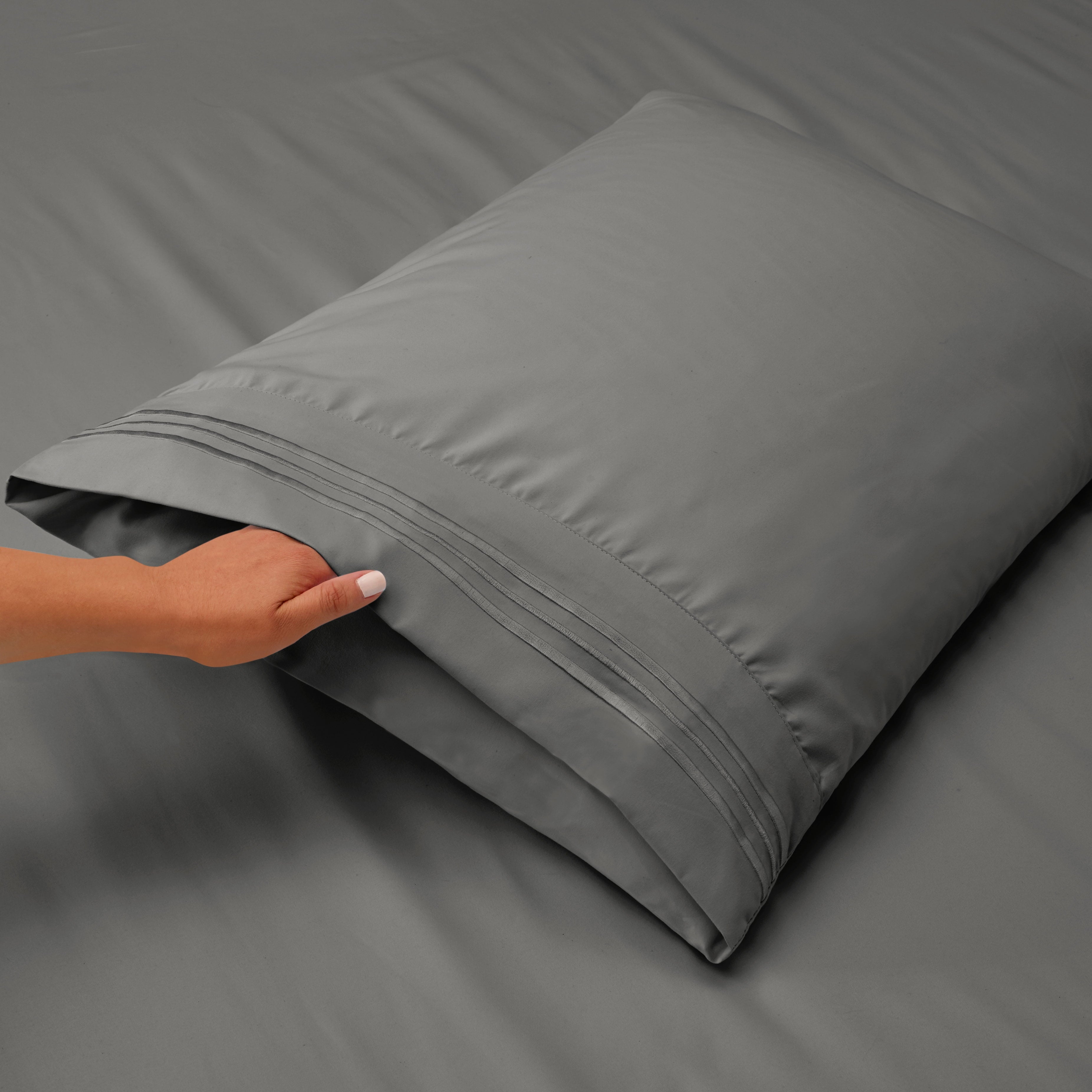 Sheets Set, 1800 Series 4 Piece Deep Pocket Sheets, 100% Soft Microfiber Bed Sheets Set, Gray - Image 2