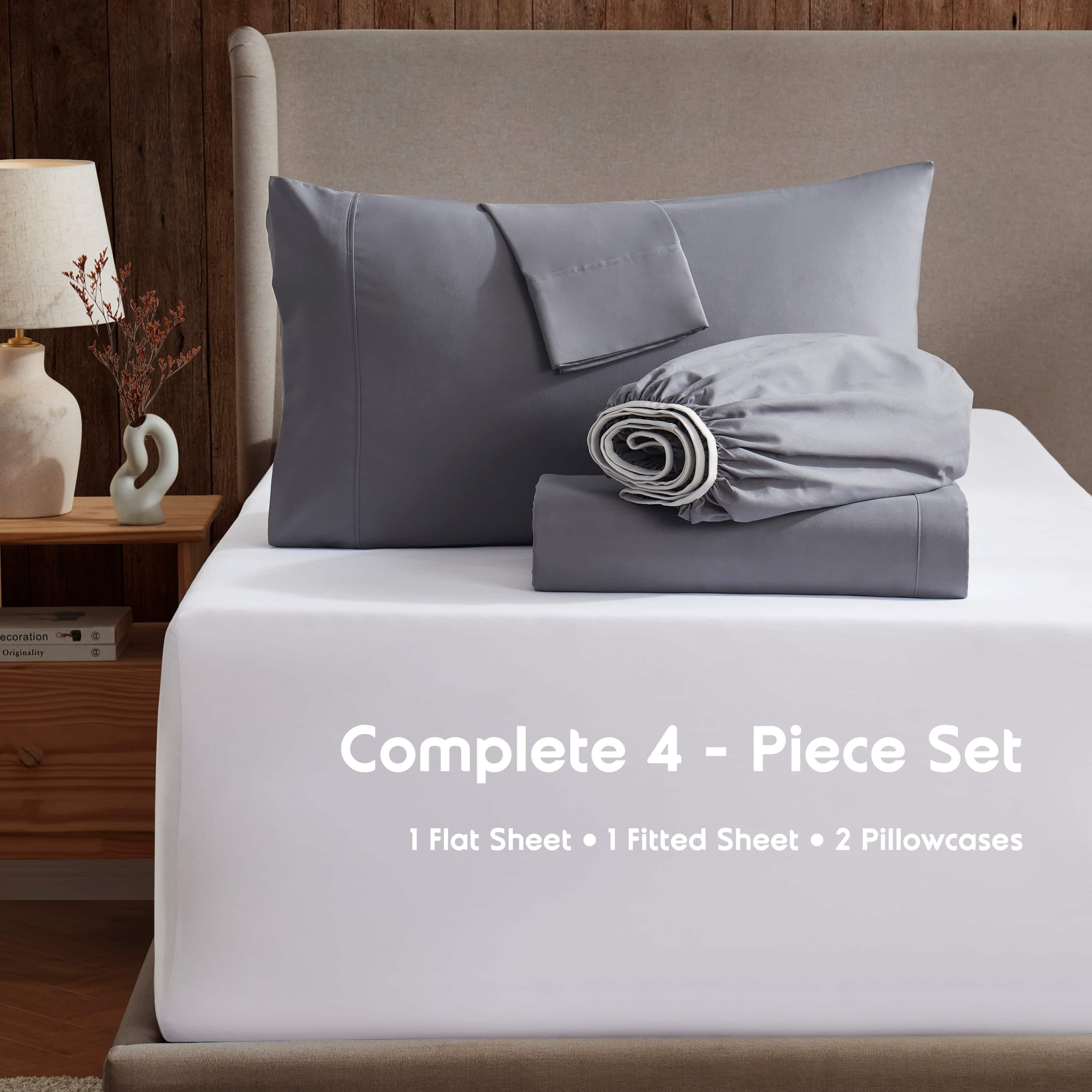 Nestl Queen Sheets Set, 1800 Series 4 Piece Sheets , Luxury Soft Microfiber Queen Size Bed Sheets Set, Gray - Image 5