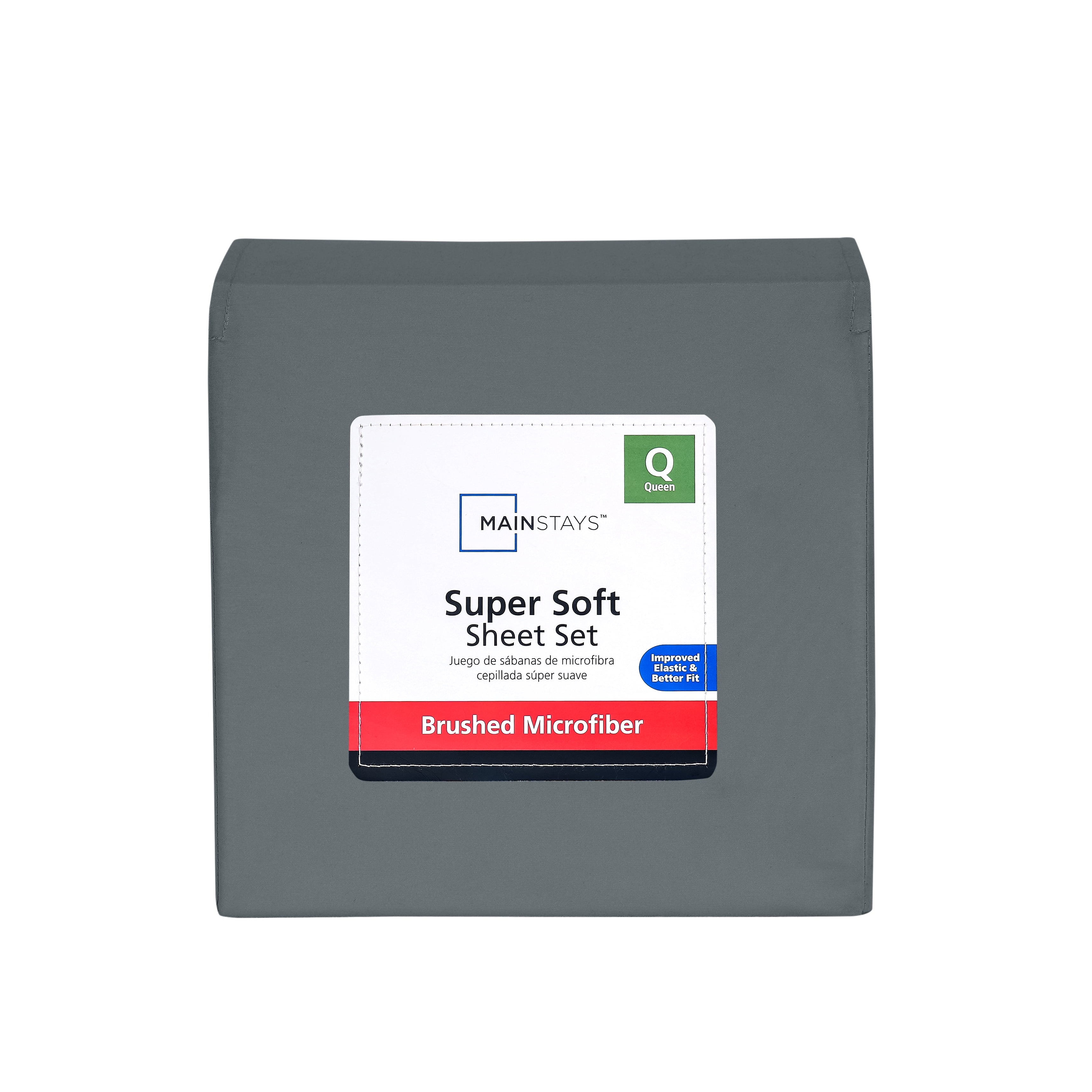 Mainstays Super Soft Brushed Microfiber Bed Sheet Set, Soothing Gray, Queen, 4 Piece - Image 6